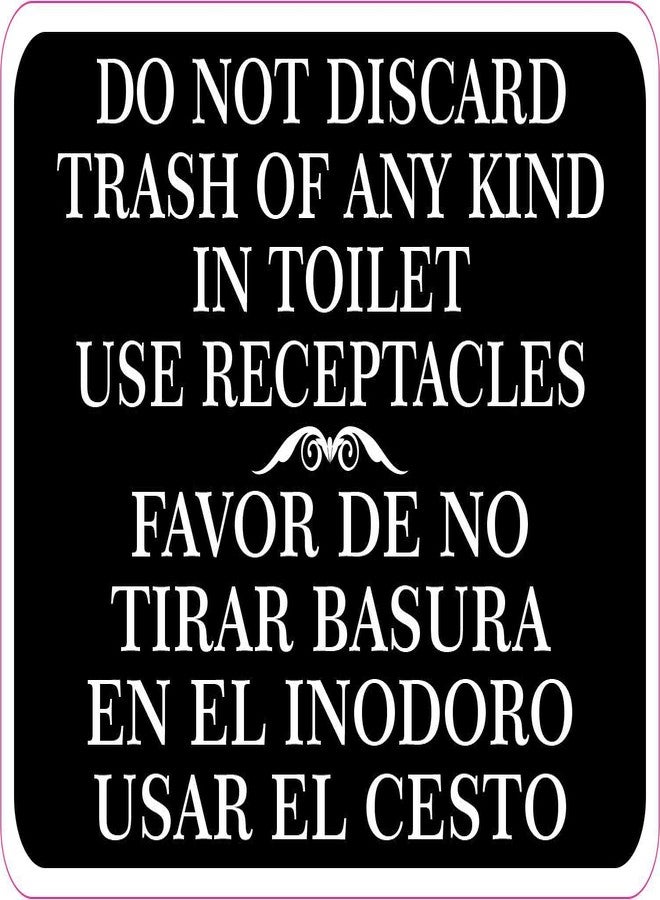 StickerTalk Do Not Discard Trash in Toilet Vinyl Sticker, 5 inches by 3 inches - Image 1